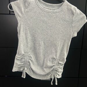 Abercrombie Kids Light Gray Ruched Tee With Side Bows Size 11/12